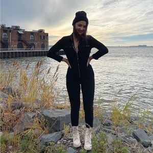 Nasty Gal Black Denim Jumpsuit